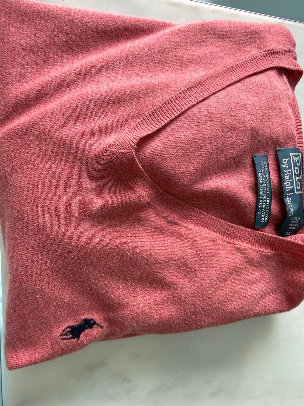 Polo by Ralph Lauren Coral Pink V-Neck Sweater